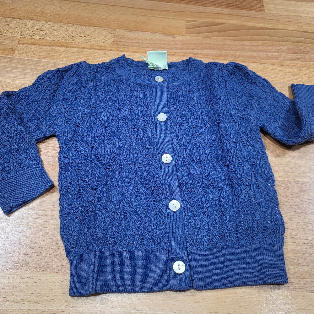 Nwt Baby Girls Size 6 Months FUB pointelle & Lace Cardigan Sweater 100% Wool